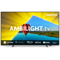 Philips PUS8079 Ambilight TV, jossa Titan OS -käyttöjärjestelmä, 60Hz virkistystaajuus sekä Pixel Precise Ultra HD -kuvajärjestelmä.