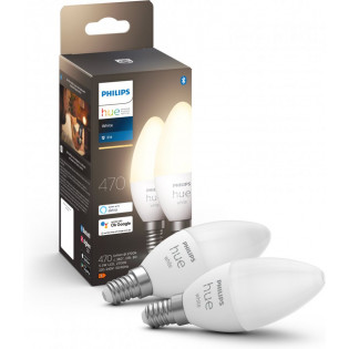 Philips Hue -LED-smartlampa multipack, BT, White, E14, ljusstakensformad, 2 st förpackning